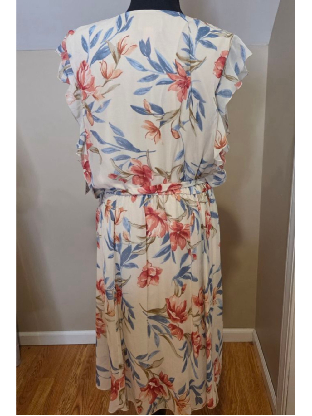 Enfocus Studio Plus Floral Midi Dress Cream Red Size 14 - Picture 3 of 5